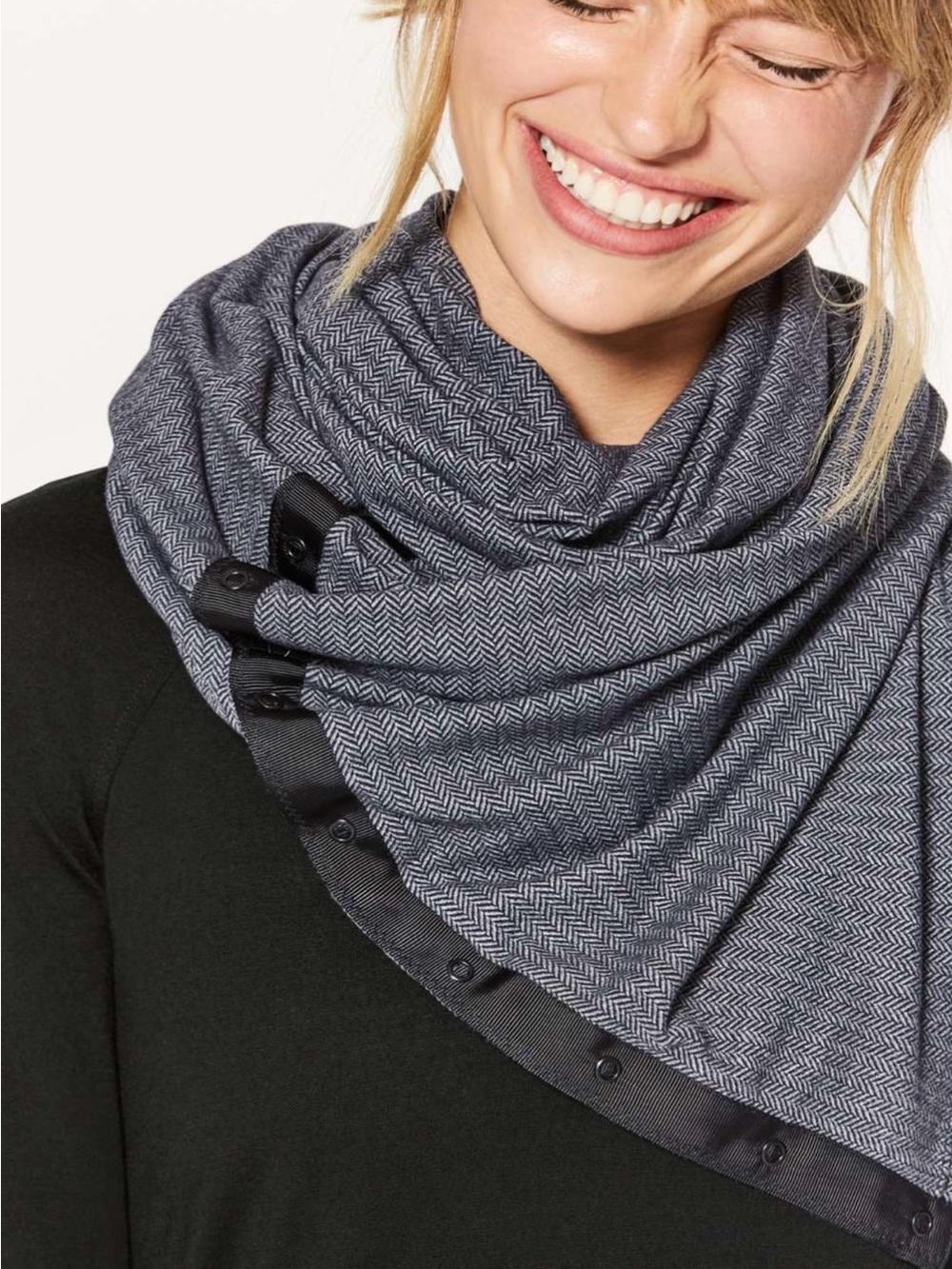 lululemon Vinyasa Scarf *Rulu (NWOT) Heathered Herringbone/Heather Slate Black